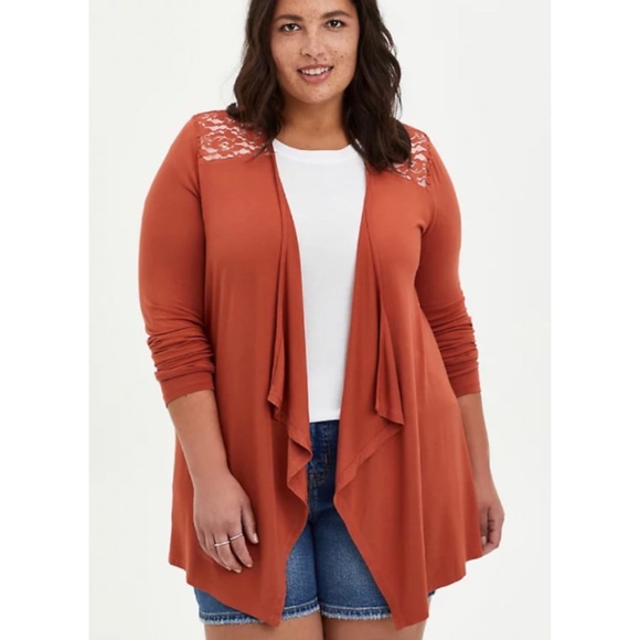 🆕Super Soft Brown Drape Front Cardigan Sweater 1X - Picture 6 of 7